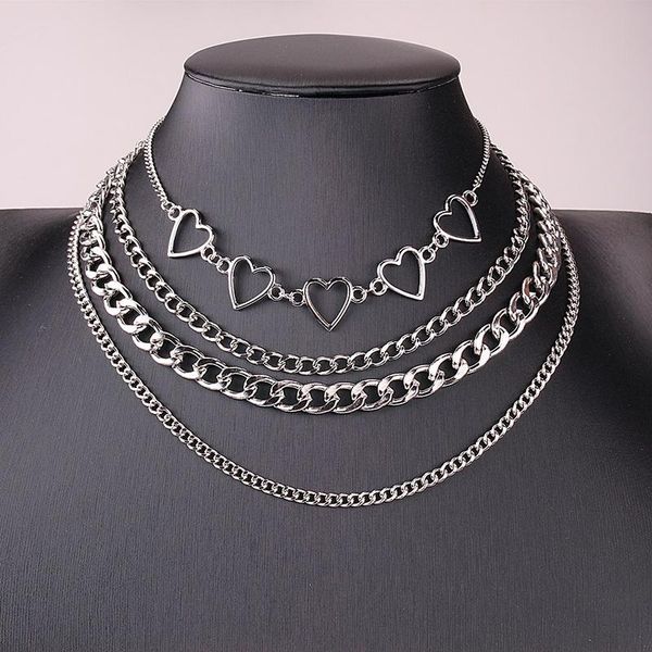 pendant necklaces 4pcs/set multi layered heart chain collar choker necklace for women punk goth aesthetic cute vintage female fashion jewelr, Silver
pendant necklaces 4pcs/set multi layered heart chain collar choker necklace for women punk goth aesthetic cute vintage female fashion jewelr, Silver