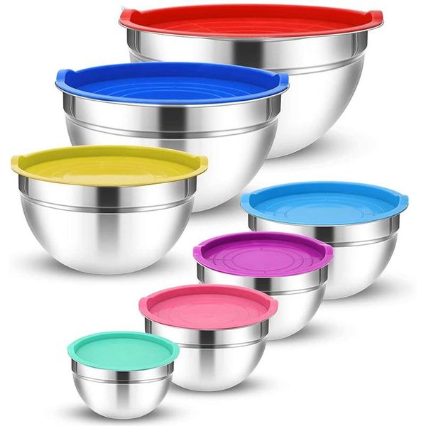 bowls mixing with lids set, 7pcs stainless steel bowls, metal nesting storage for kitchen, prep, baking
bowls mixing with lids set, 7pcs stainless steel bowls, metal nesting storage for kitchen, prep, baking