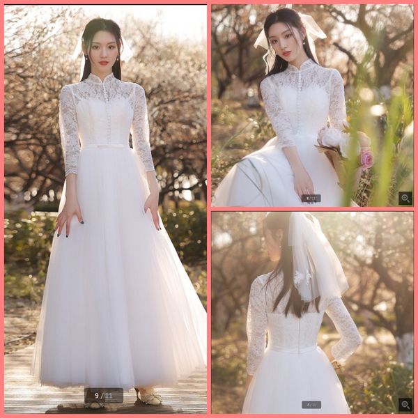 robe de soiree 2021 white lace short wedding dresses high neckline with 3/4 sleeve infromal modest bride dress ankle length muslim women isl
robe de soiree 2021 white lace short wedding dresses high neckline with 3/4 sleeve infromal modest bride dress ankle length muslim women isl