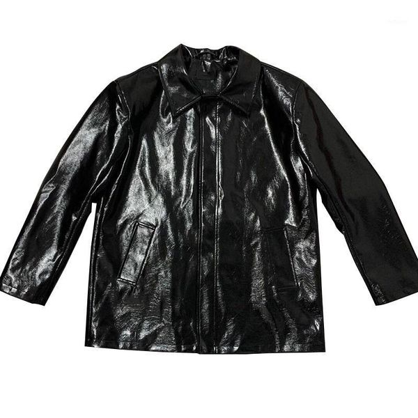 men's jackets techwear moto biker glossy pu windbreaker leather black men oversize outerwear letter luminous winter hip hop male coats, Black;brown
men's jackets techwear moto biker glossy pu windbreaker leather black men oversize outerwear letter luminous winter hip hop male coats, Black;brown
