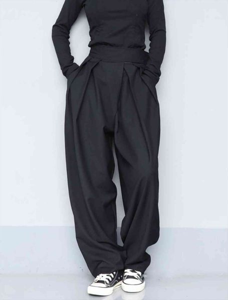 high waist black brief women pant pleated long wide leg trousers loose fit pants fashion tide spring autumn, Black;white
high waist black brief women pant pleated long wide leg trousers loose fit pants fashion tide spring autumn, Black;white