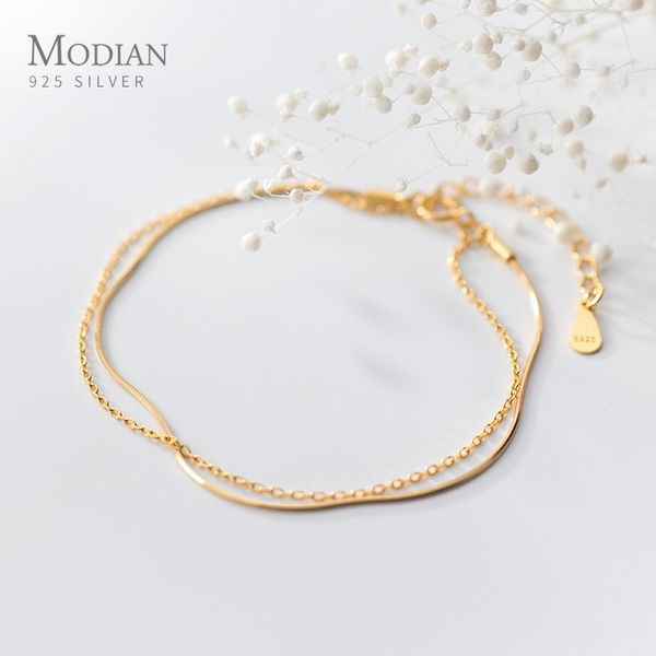 modian 925 sterling silver gold color double layer naked bracelet for women fashion link chain original fine jewelry, Golden;silver
modian 925 sterling silver gold color double layer naked bracelet for women fashion link chain original fine jewelry, Golden;silver