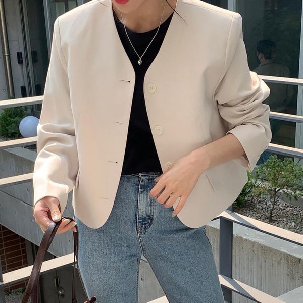 women's suits & blazers women coat blazer long sleeve jacket v-neck elegant korean office ladies workwear sweet autumn casual 2021, White;black
women's suits & blazers women coat blazer long sleeve jacket v-neck elegant korean office ladies workwear sweet autumn casual 2021, White;black