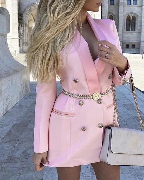 women's suits & blazers spring autumn solid blazer for women pink long sleeve double-breasted slim coat female 2021 fashion clothes, White;black
women's suits & blazers spring autumn solid blazer for women pink long sleeve double-breasted slim coat female 2021 fashion clothes, White;black