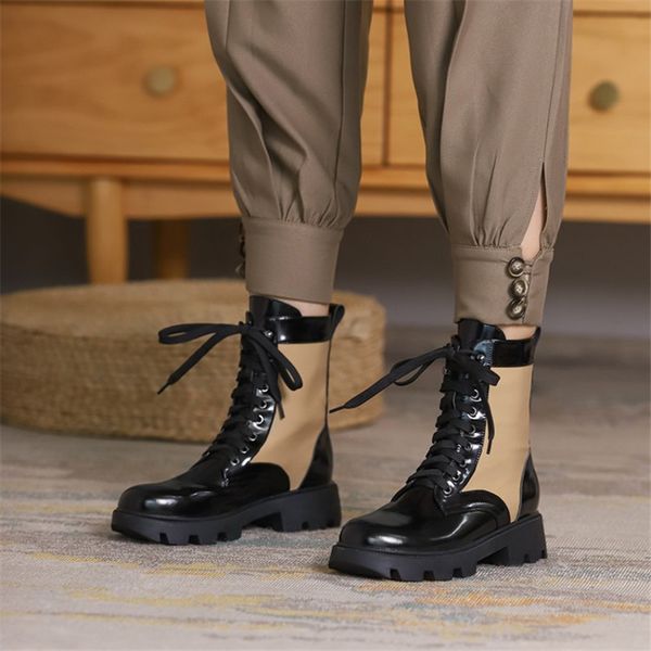 winter boots women genuine leather ankle boots color matching lace up thick bottomed flat heeled boots women shoes 210507, Black
winter boots women genuine leather ankle boots color matching lace up thick bottomed flat heeled boots women shoes 210507, Black