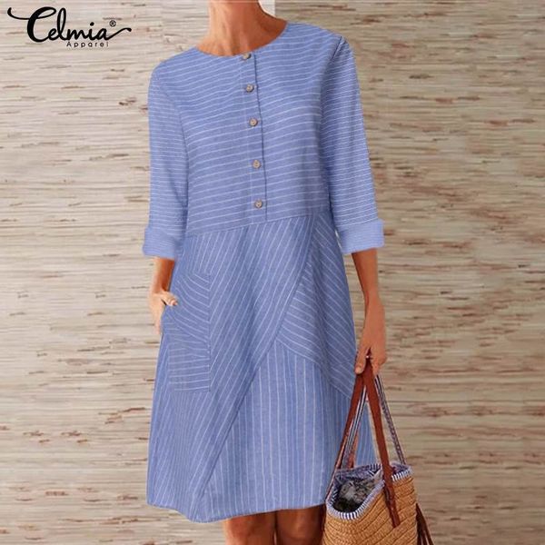 dresses 5xl celmia autumn long sleeve striped dress women's 2021 fashion mini vestidos female casual buttons pockets party dresses, Black;gray
dresses 5xl celmia autumn long sleeve striped dress women's 2021 fashion mini vestidos female casual buttons pockets party dresses, Black;gray