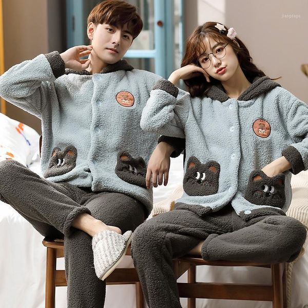 women's pajamas winter thick coral fleece set flannel cute couple men's and long sleeves homewear sleepwear, Black;brown
women's pajamas winter thick coral fleece set flannel cute couple men's and long sleeves homewear sleepwear, Black;brown