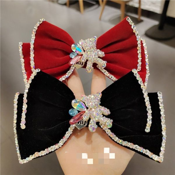 korean velvet fabric large bow hairpin clip horizontal inlaid diamond headdress horsetail, Golden;silver
korean velvet fabric large bow hairpin clip horizontal inlaid diamond headdress horsetail, Golden;silver