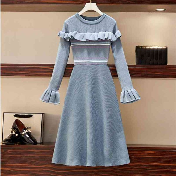 knitted sweater dress women flare sleeve o neck autumn plaid sweet ruffle elegant slim long 210520, Black;gray
knitted sweater dress women flare sleeve o neck autumn plaid sweet ruffle elegant slim long 210520, Black;gray