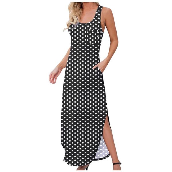 casual dresses for women 2021 women's summer sleeveless o-neck dot print long dress vestidos fashion maxi with pocket, Black;gray
casual dresses for women 2021 women's summer sleeveless o-neck dot print long dress vestidos fashion maxi with pocket, Black;gray
