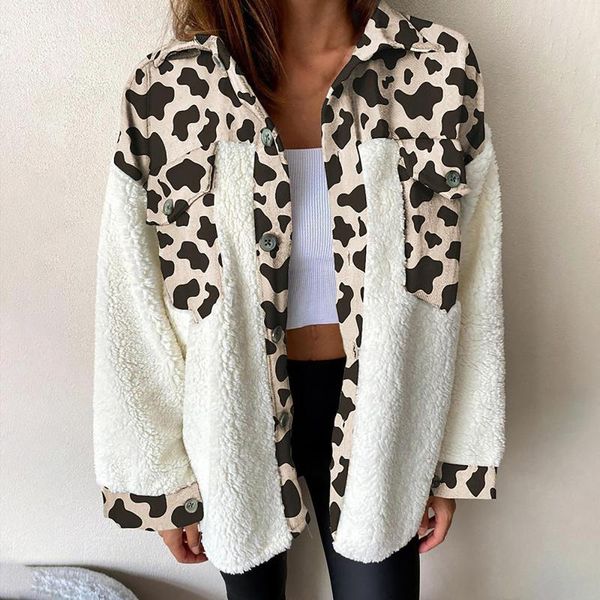 women's jackets autumn and winter leopard print plush stitching jacket coral fleece long sleeves outwear with pocket street cool loose, Black;brown
women's jackets autumn and winter leopard print plush stitching jacket coral fleece long sleeves outwear with pocket street cool loose, Black;brown