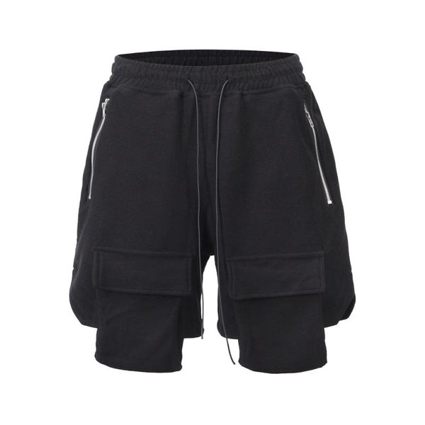 men's shorts japanese high stree brand retro simple solid color overalls functional zipper pocket oversized streetwear pants, White;black
men's shorts japanese high stree brand retro simple solid color overalls functional zipper pocket oversized streetwear pants, White;black