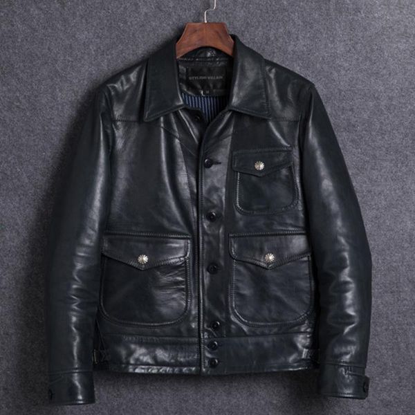 men's leather & faux yrcasual .sales.classic quality oil cowhide coat.short slim thick genuine garment.vintage style., Black
men's leather & faux yrcasual .sales.classic quality oil cowhide coat.short slim thick genuine garment.vintage style., Black