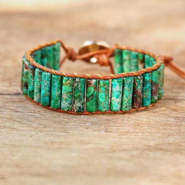 charm bracelets handmade bracelet jewelry natural stone green imperial cylinder tube beads chakra braided leather wrap creative gifts, Golden;silver
charm bracelets handmade bracelet jewelry natural stone green imperial cylinder tube beads chakra braided leather wrap creative gifts, Golden;silver