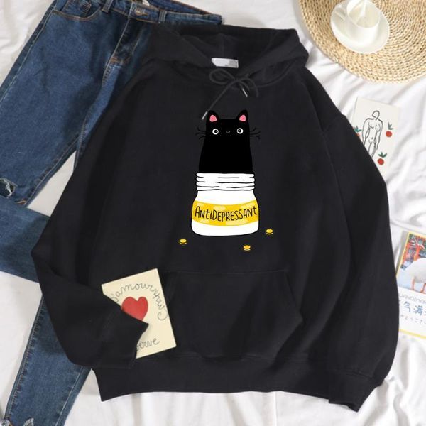 women's hoodies & sweatshirts fur antidepressant cat printed women crewneck loose sportswear simplicity fashion clothes fleece hoody fe, Black
women's hoodies & sweatshirts fur antidepressant cat printed women crewneck loose sportswear simplicity fashion clothes fleece hoody fe, Black
