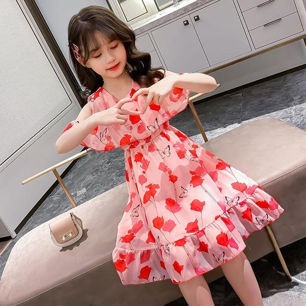 dress girl for summer 2021 chiffon print childrens clothing elegant princess party dresses toddler clothes girl's, Red;yellow
dress girl for summer 2021 chiffon print childrens clothing elegant princess party dresses toddler clothes girl's, Red;yellow