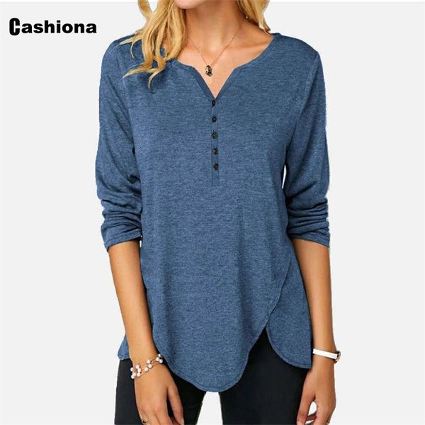 women elegant leisure casual t-shirt solid color splice buttons long sleeve plus size femme 2021 autumn irregular tees shirt, White
women elegant leisure casual t-shirt solid color splice buttons long sleeve plus size femme 2021 autumn irregular tees shirt, White