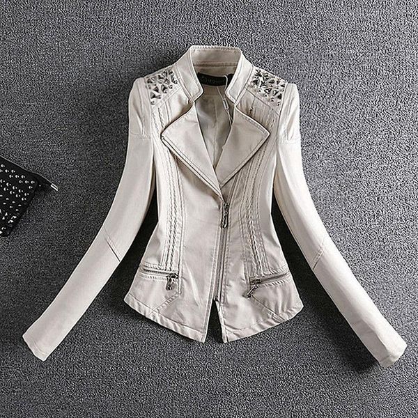 women's leather & faux 2021 autumn women pu jacket female fashion punk washed outwear rivet short motorcycle biker coat a174, Black
women's leather & faux 2021 autumn women pu jacket female fashion punk washed outwear rivet short motorcycle biker coat a174, Black