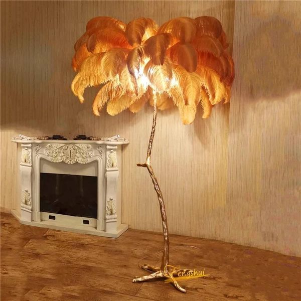 floor lamps modern ostrich feather lamp copper stand light nordic interior lighting decor home lights luminaria 
floor lamps modern ostrich feather lamp copper stand light nordic interior lighting decor home lights luminaria