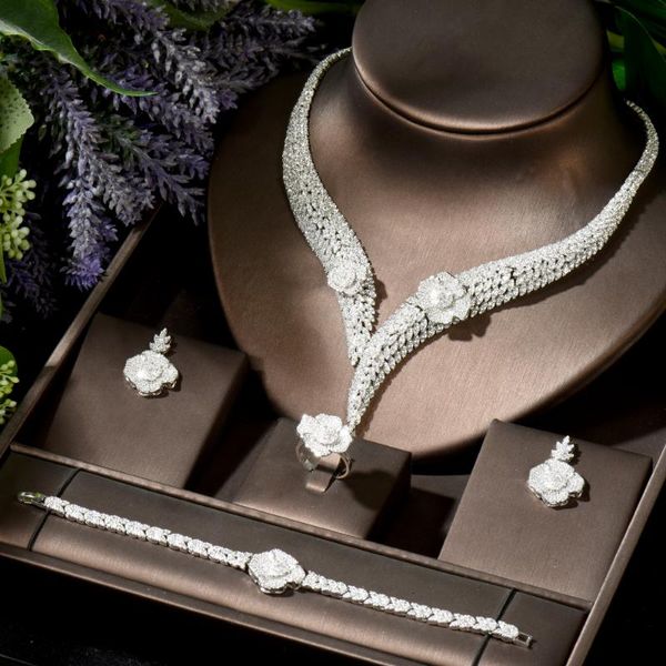earrings & necklace hibride flower cubic zirconia african earring set nigerian bridal jewelry sets for women dubai bijoux n-1849, Silver
earrings & necklace hibride flower cubic zirconia african earring set nigerian bridal jewelry sets for women dubai bijoux n-1849, Silver