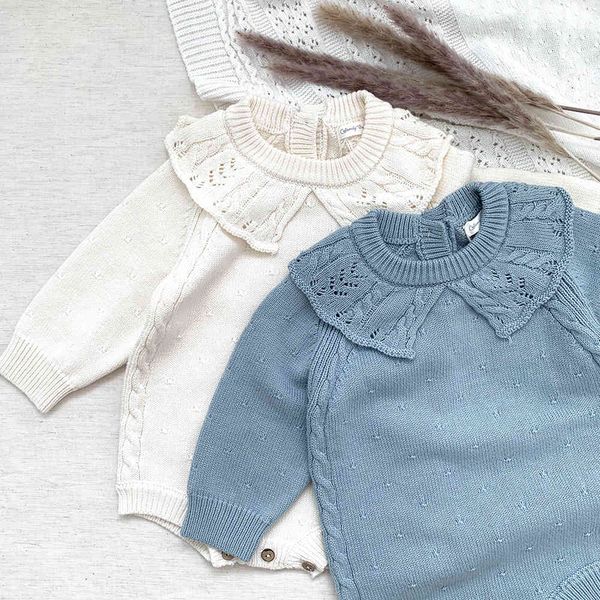 cutemily baby girls' knitted bodysuit lotus leaf collar climbing suit thickened wool long sleeve pickup, White
cutemily baby girls' knitted bodysuit lotus leaf collar climbing suit thickened wool long sleeve pickup, White