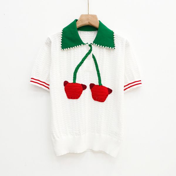 women's t-shirt spring and summer star qiao with pearl lapel hook abstract hand cherry short sleeve woman sweater n1sk, White
women's t-shirt spring and summer star qiao with pearl lapel hook abstract hand cherry short sleeve woman sweater n1sk, White