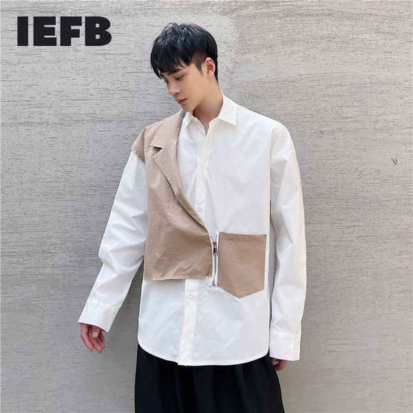 iefb long sleeve shirts for men niche contrast color patchwork design fake two pieces loose big size zipper 9y6997 210524, White;black
iefb long sleeve shirts for men niche contrast color patchwork design fake two pieces loose big size zipper 9y6997 210524, White;black