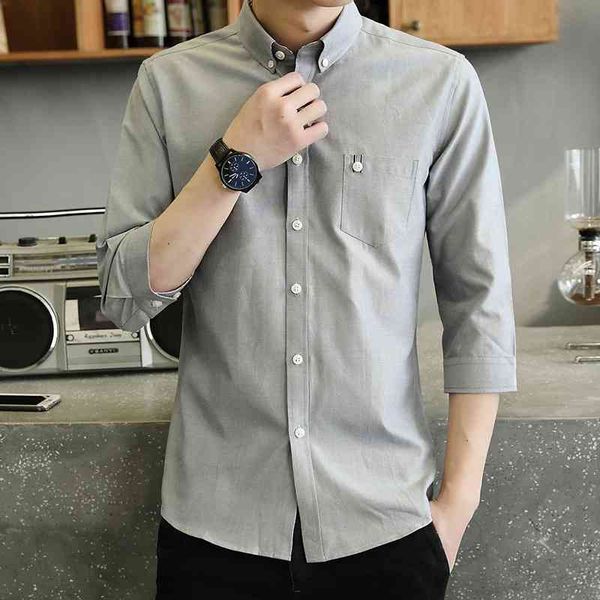 short 2020 new slim fit korean version seven point medium sleeve men's casual shirt, White;black
short 2020 new slim fit korean version seven point medium sleeve men's casual shirt, White;black