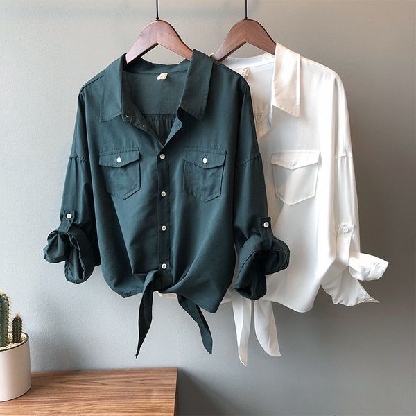 women's blouses & shirts design fashion lace up shirt 2021 spring lapel solid casual blouser hong kong style loose short 087u, White
women's blouses & shirts design fashion lace up shirt 2021 spring lapel solid casual blouser hong kong style loose short 087u, White