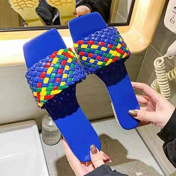 mixed color braid band square toe slippers women outside beach slides shoes summer sandals fashion, Black
mixed color braid band square toe slippers women outside beach slides shoes summer sandals fashion, Black