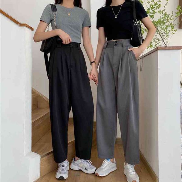 jmprs pants women all-match summer bf style minimalist ladies ankle-length trousers wide-leg chic leisure female 210925, Black;white
jmprs pants women all-match summer bf style minimalist ladies ankle-length trousers wide-leg chic leisure female 210925, Black;white