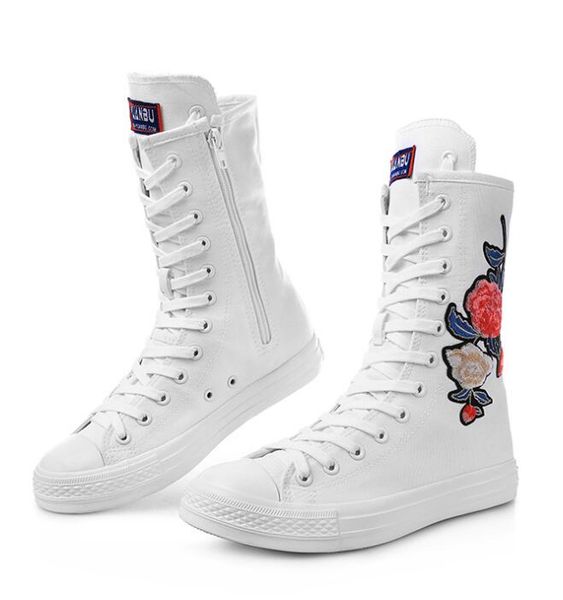 women fashion high-zipper embroider flat boots long-barreled casual flat canvas boots women tall punk shoes, Black
women fashion high-zipper embroider flat boots long-barreled casual flat canvas boots women tall punk shoes, Black