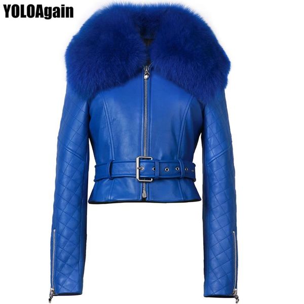 yoloagain big fur collar short biker jacket women genuine leather women's & faux, Black
yoloagain big fur collar short biker jacket women genuine leather women's & faux, Black