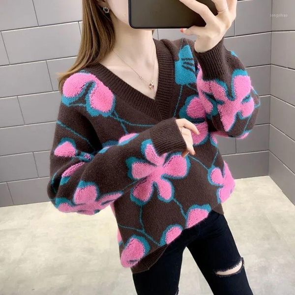 women's sweaters 2021 loose knitted sweater autumn winter v neck thick knit pullover fashion long sleeve warm for women p38, White;black
women's sweaters 2021 loose knitted sweater autumn winter v neck thick knit pullover fashion long sleeve warm for women p38, White;black