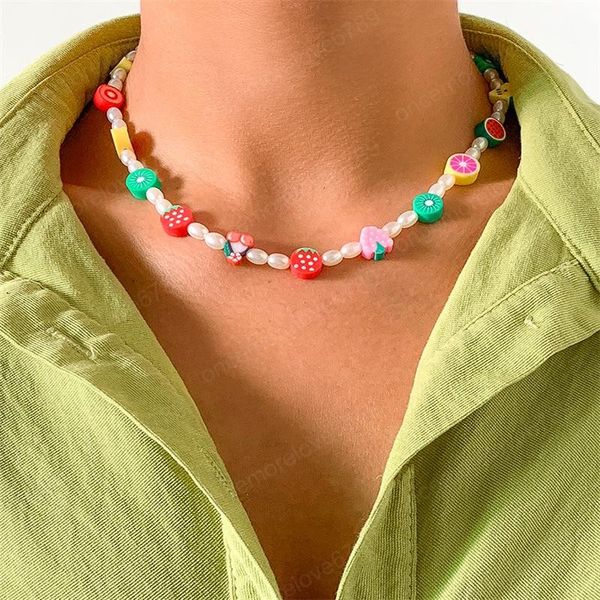 fruit series imitation pearl splicing beaded necklaces women soft pottery retro clavicle chains european single vacation party neck jewelry, Silver
fruit series imitation pearl splicing beaded necklaces women soft pottery retro clavicle chains european single vacation party neck jewelry, Silver
