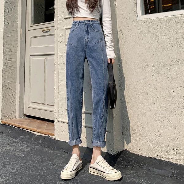women's jeans autumn/winter 2021 korean style harem denim loose clothing high waist slimming daddy tappered pants, Blue
women's jeans autumn/winter 2021 korean style harem denim loose clothing high waist slimming daddy tappered pants, Blue