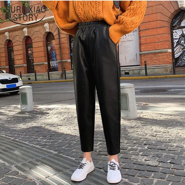 women's pants & capris 2021 autumn winter black faux leather elastic waist pu harem streetwear chic loose trousers plus size 12088, Black;white
women's pants & capris 2021 autumn winter black faux leather elastic waist pu harem streetwear chic loose trousers plus size 12088, Black;white