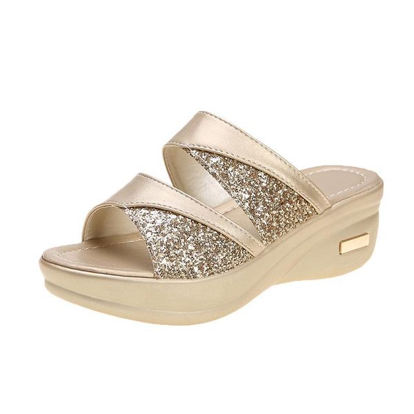 large size sandals women 2021 korean open toe waterproof platform slope heel slippers sequin roman women's shoes, Black
large size sandals women 2021 korean open toe waterproof platform slope heel slippers sequin roman women's shoes, Black