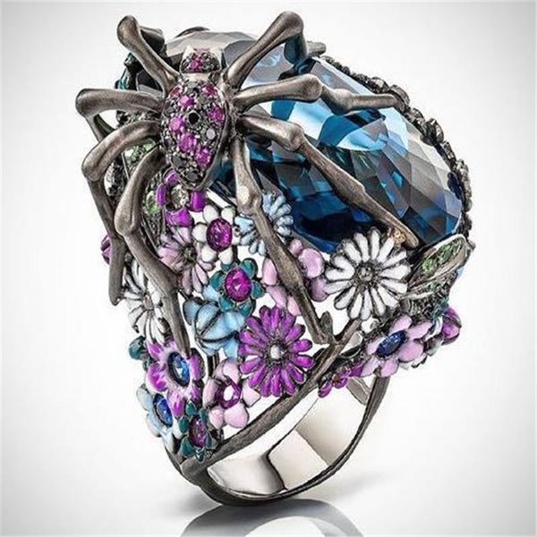 cluster rings 2021 luxury spider big ring blue zircon anel flower black for women fashion jewelry party statement anillos accessories, Golden;silver
cluster rings 2021 luxury spider big ring blue zircon anel flower black for women fashion jewelry party statement anillos accessories, Golden;silver