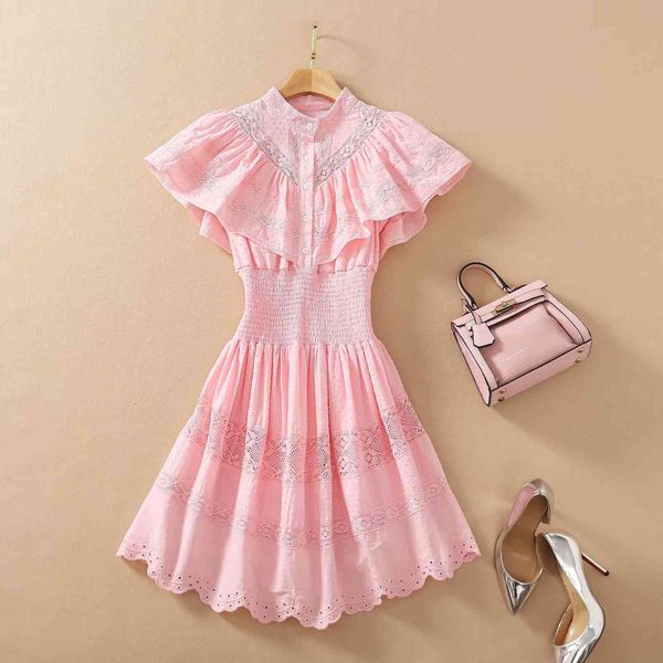 casual dresses european and american women's clothing the spring short sleeve flounced collar hollowed out fashionable pink dress kxsp, Black;gray
casual dresses european and american women's clothing the spring short sleeve flounced collar hollowed out fashionable pink dress kxsp, Black;gray