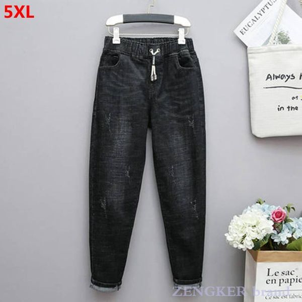 big size sister jeans women plus harem pants carrot high waist elastic woman women's, Blue
big size sister jeans women plus harem pants carrot high waist elastic woman women's, Blue