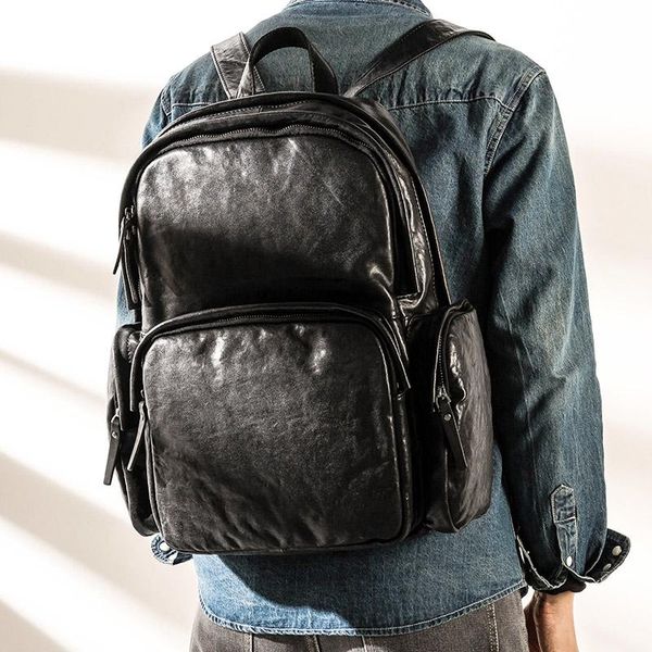 backpack leather trendy backpack, men's head layer large-capacity leisure travel computer bag
backpack leather trendy backpack, men's head layer large-capacity leisure travel computer bag