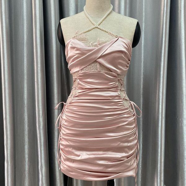 casual dresses women satin bandage bodycon dress cutout pearls lace club party backless mini ruched halter, Black;gray
casual dresses women satin bandage bodycon dress cutout pearls lace club party backless mini ruched halter, Black;gray