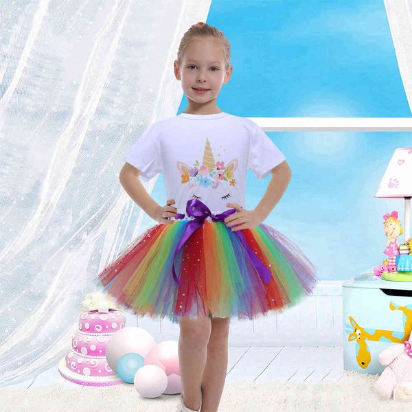 girls' summer short skirt set children lace princess seven rainbow mesh tutu 61 performance, White
girls' summer short skirt set children lace princess seven rainbow mesh tutu 61 performance, White