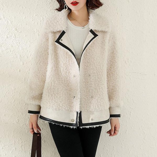 women's fur & faux 100% real wool coat short korean simple female jacket soft warm clothing sheep shearing femmes manteaux zjt688, Black
women's fur & faux 100% real wool coat short korean simple female jacket soft warm clothing sheep shearing femmes manteaux zjt688, Black