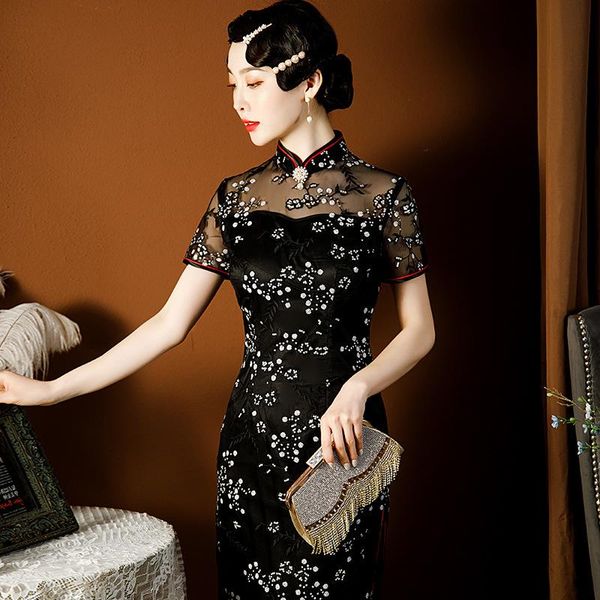 ethnic clothing lace slim qipao vintage appliques mandarin collar cheongsams elegant mesh hollow out chinese dresses tradition oriental, Red
ethnic clothing lace slim qipao vintage appliques mandarin collar cheongsams elegant mesh hollow out chinese dresses tradition oriental, Red