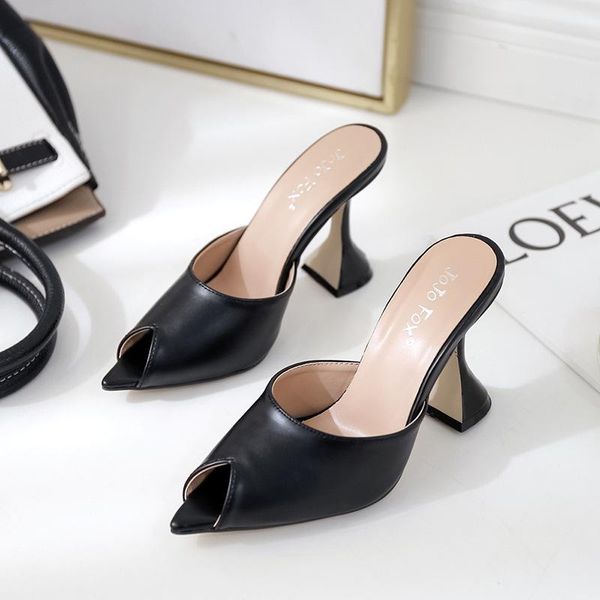 europe and america fish mouth wine cup high heel half drag dress cool women's shoes sandals, Black
europe and america fish mouth wine cup high heel half drag dress cool women's shoes sandals, Black