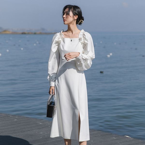women's t-shirt spring hired party temperament led nail granules falbala feminine bubbles divide the long square neck-sleeves dress v2f, White
women's t-shirt spring hired party temperament led nail granules falbala feminine bubbles divide the long square neck-sleeves dress v2f, White
