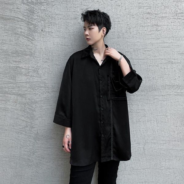 men's casual shirts summer seven-point sleeve shirt men handsome trend loose dark hair stylist, White;black
men's casual shirts summer seven-point sleeve shirt men handsome trend loose dark hair stylist, White;black