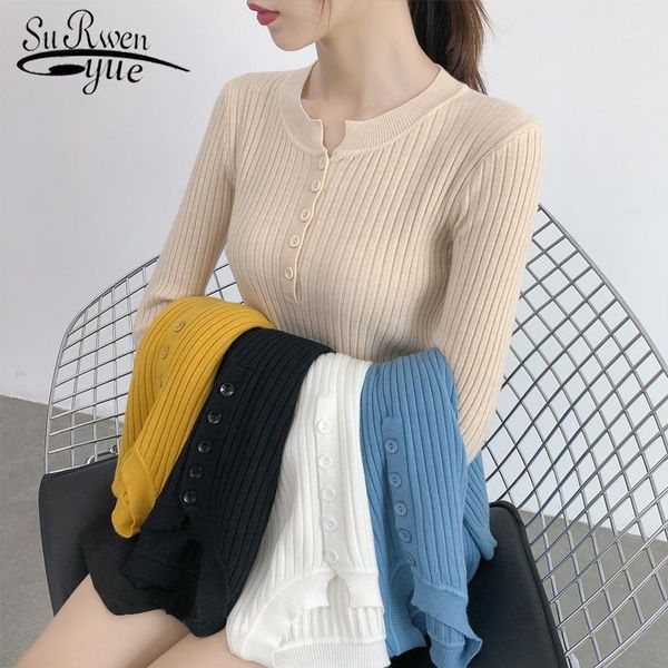 women's sweaters autumn winter round neck knitted long sleeve women shirts slim solid clothes button elasticity 7577 50, White;black
women's sweaters autumn winter round neck knitted long sleeve women shirts slim solid clothes button elasticity 7577 50, White;black